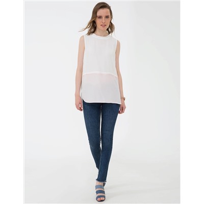 Toz Pembe Regular Fit Kolsuz Bluz