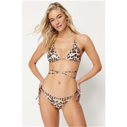TRENDYOLMİLLA Leopar Desenli Üçgen Bağlamalı High Leg Regular Bikini Takımı TBESS24BT00037
