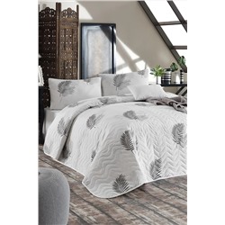 Ev & Ev Home Kapitone Yatak Örtüsü Seti Tek Kişilik Palma Gri Ep-022062