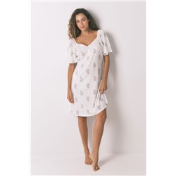 Camisón midi "maternity" algodón floral marfil