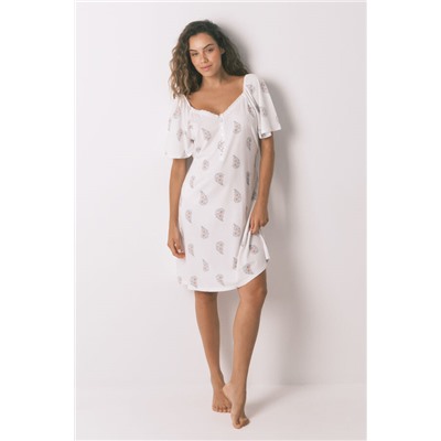 Camisón midi "maternity" algodón floral marfil