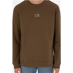 Erkek Haki Basic Sweatshirt
