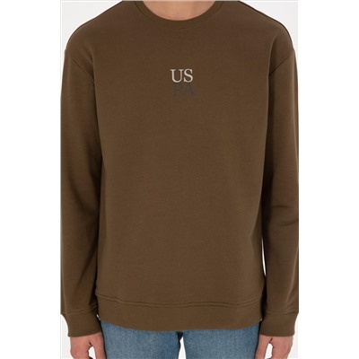 Erkek Haki Basic Sweatshirt