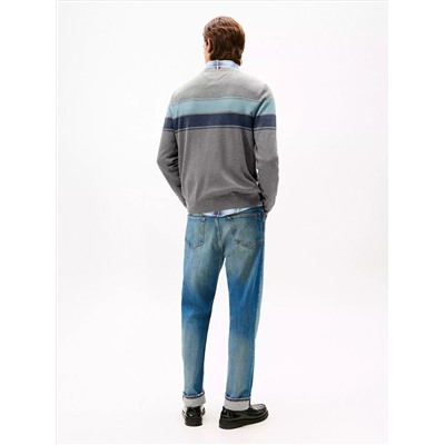 Block-Stripe Crewneck Sweater