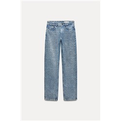 ZW COLLECTION STRAIGHT MID-WAIST STUDDED JEANS