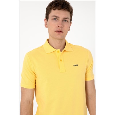 Erkek Regular Fit Polo Yaka Sarı Basic Tişört