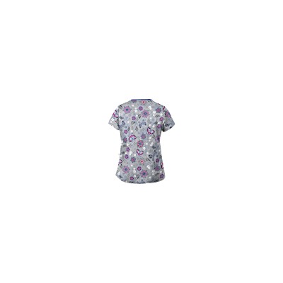 Happy Scrubs® Butterfly Breeze Silver Print Scrub Top