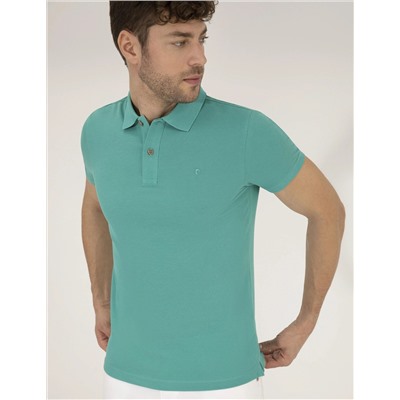 Yeşil Slim Fit Polo Yaka Basic Tişört