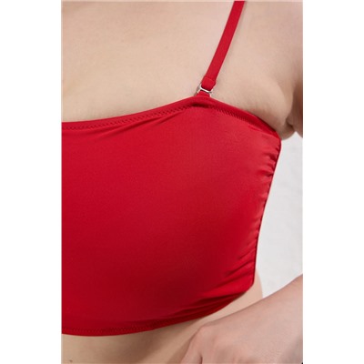 Kırmızı Straplez İp Askılı Büyük Beden Bikini Üstü TBBSS23CT00013