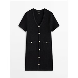 Vestido corto punto mini boucle botones