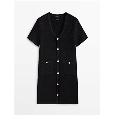 Vestido corto punto mini boucle botones