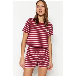 TRENDYOLMİLLA Açık Bordo Gökkuşağı Baskılı T-shirt-Şort Örme Pijama Takımı THMSS20PT0230