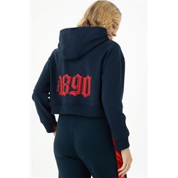 Kadın Lacivert Kapüşonlu Sweatshirt