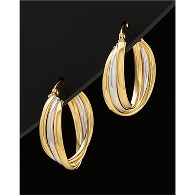 Italian Gold 14K Italian Gold Two-Tone Hoops