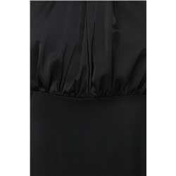 Siyah Halter Yaka Saten Maxi/Uzun Boy Büyük Beden Party/Mezuniyet/Abiye Elbise TBBSS24AH00150