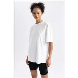 Defacto DeFactoFit Oversize Fit Bisiklet Yaka Spor Baskılı Sporcu Kısa Kollu Tişört A7109AX23HS