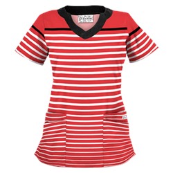 UA Sassy Stripes Poppy Print Scrub Top