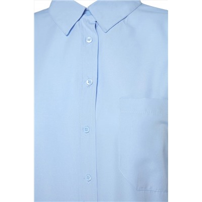 Mavi Loose Fit Pamuklu Uzun Kol Büyük Beden Dokuma Gömlek TBBSS22GO0323