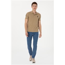 Erkek Slim Fit Polo Yaka Haki Basic Tişört