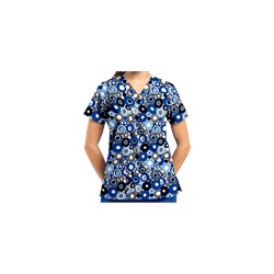 White Cross Scrubs Round-Up Print Top