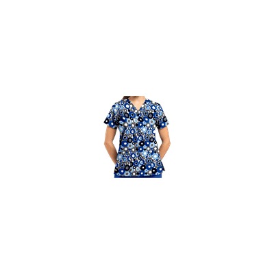 White Cross Scrubs Round-Up Print Top