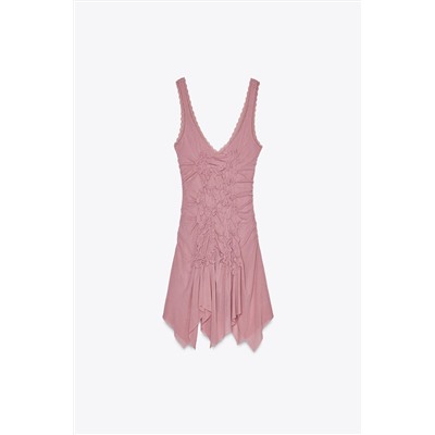 ASYMMETRIC GATHERED MINI DRESS