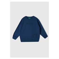 United Colors of BenettonErkek Çocuk Indigo Slogan Baskılı Sweatshirt