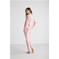 U.S. Polo Assn. Kadın Pamuklu Pembe Yuvarlak Yaka Dar Paça 2'li Pijama Takımı 26960