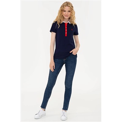 Kadın Lacivert Basic Polo Yaka Tişört