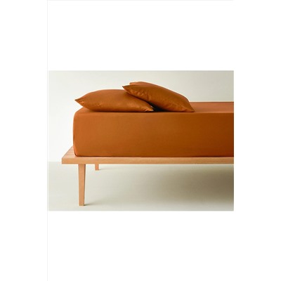 English Home Plain Pamuk Çift Kişilik Lastikli Çarşaf Tkm 160x200 Cm Terracotta 10041169