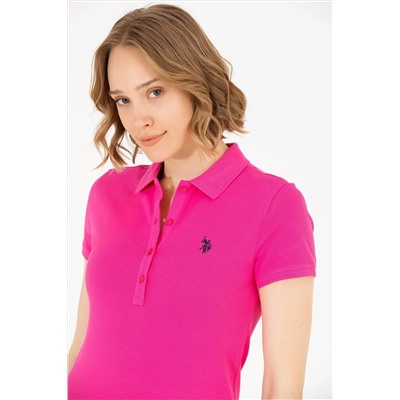 Kadın Fuşya Basic Polo Yaka Tişört