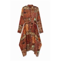 Vestido camisero estampado metalizado