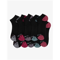 LADIES 10PK BLACK LOW CUT TIPPED SOCKS