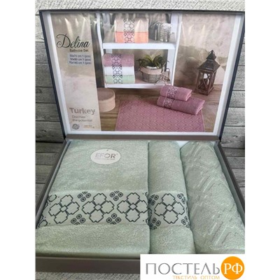 T1033/SM-04 Набор полотенец EFOR из 3-х предметов (50*70;50*90;70*140) DELINA минтоловый (mint)