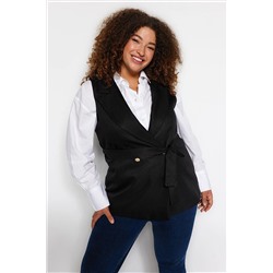 Trendyol Curve Siyah Dokuma Yelek TBBAW24BH00004