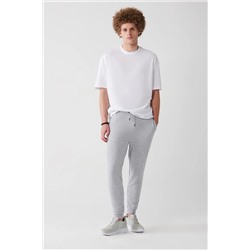 Avva Erkek Gri Beli Bağcıklı Paçası Lastikli Pamuklu Nefes Alan Standart Fit Normal Kesim Jogger Eşofman A31Y3412