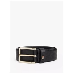 Square-Buckle Pebbled Leather Belt