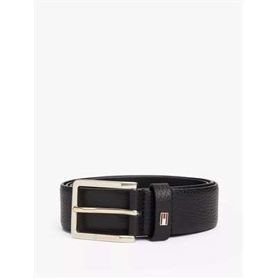 Square-Buckle Pebbled Leather Belt