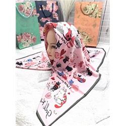 Платок женский с креативными кошками (100*100 см.) арт. 248351