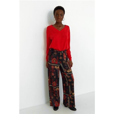 Pantalón ancho cenefas étnicas