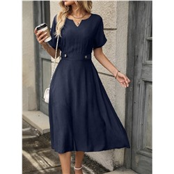 SHEIN Clasi Notched Neckline Batwing Sleeve Dress