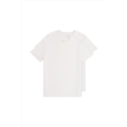 Avva Erkek Beyaz 2'li %100 Pamuk Bisiklet Yaka Slim Fit T-shirt E001012