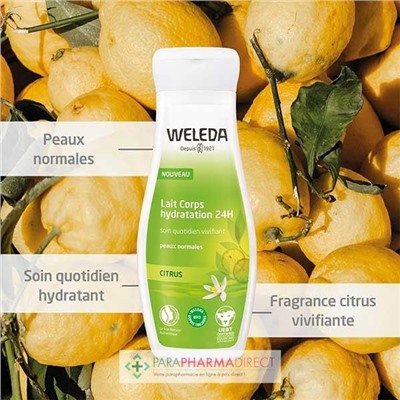 Weleda Citrus - Lait Corps Hydratation 24H - Soin Quotidien Vivifant - BIO - 200 ml
