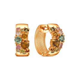 Серьги из золочёного серебра с турмалином мульти С-211з428