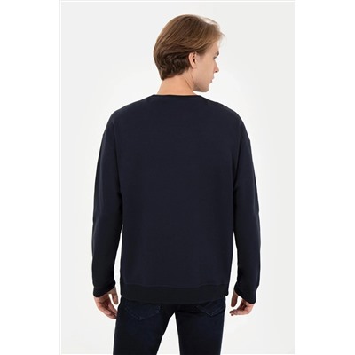 Erkek Lacivert Bisiklet Yaka Sweatshirt