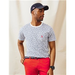 FLORAL PRINTED CREW NECK T-SHIRT WITH POCKET