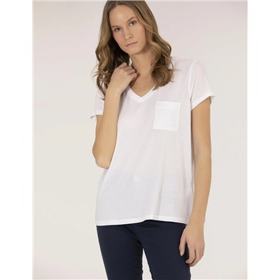 Beyaz Comfort Fit V Yaka Basic Tişört