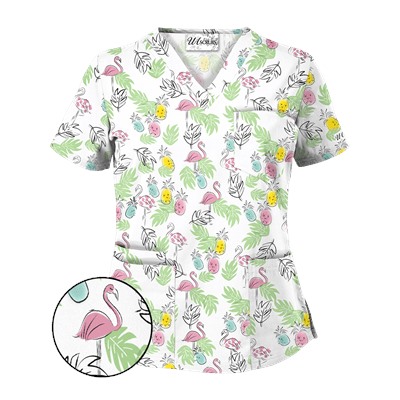 UA Stand Tall White V-Neck Print Scrub Top