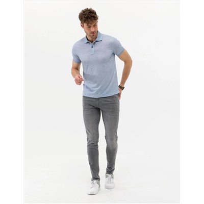 Mavi Slim Fit Dokulu Polo Yaka Tişört
