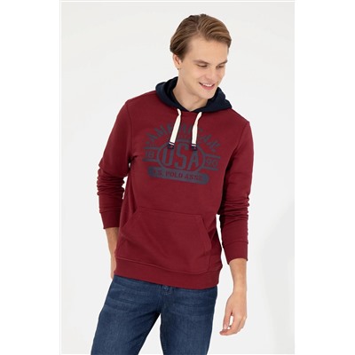 Erkek Vişne Kapüşonlu Sweatshirt